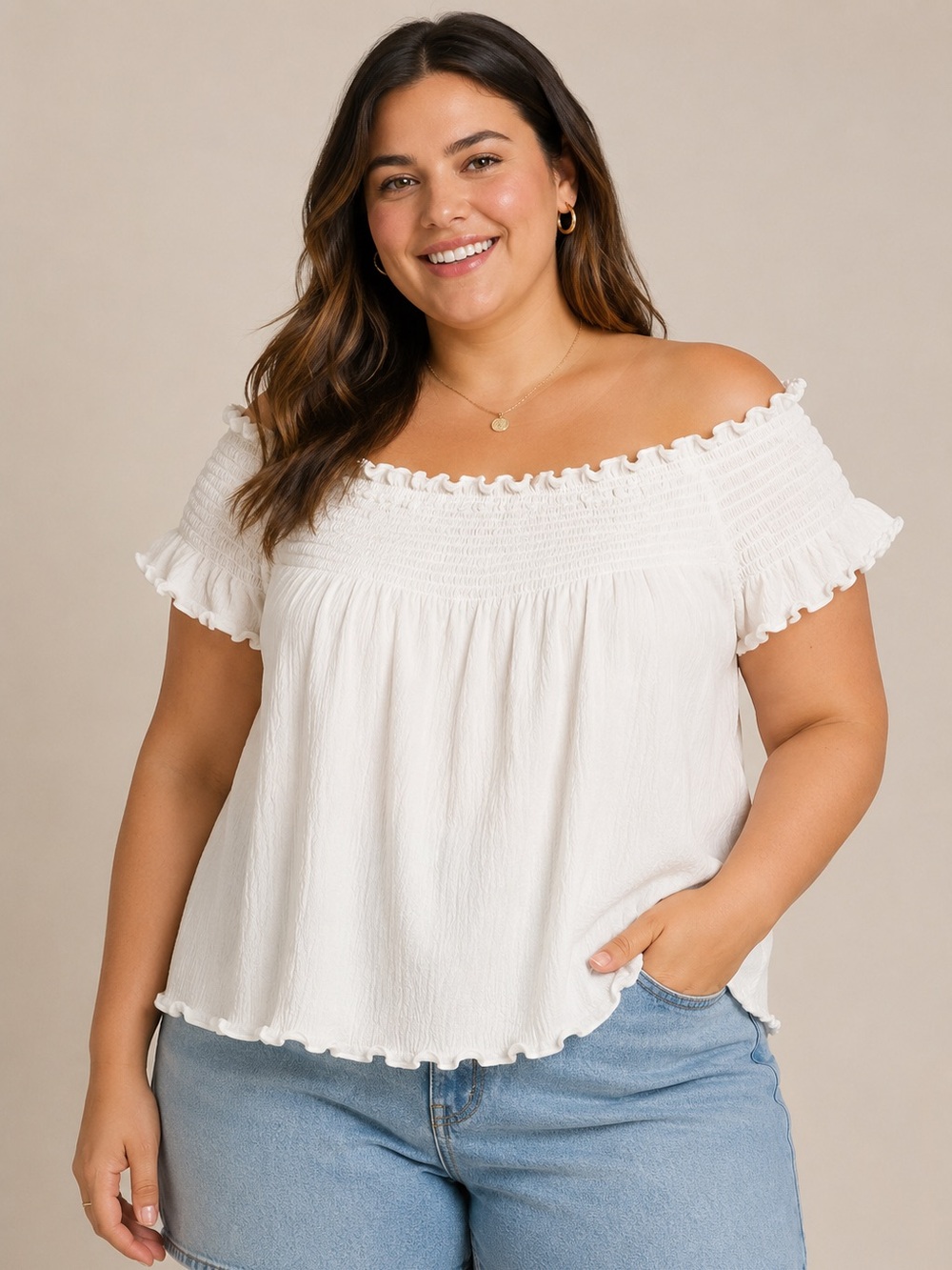 Ambiance Off Shoulder Peasant Top Large Boho